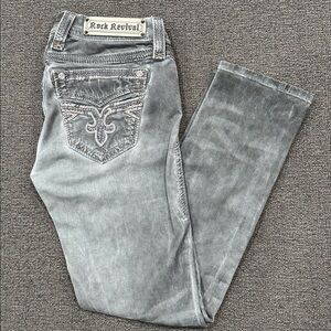 Rock Revival Boris Light Gray Denim Crop Size 27